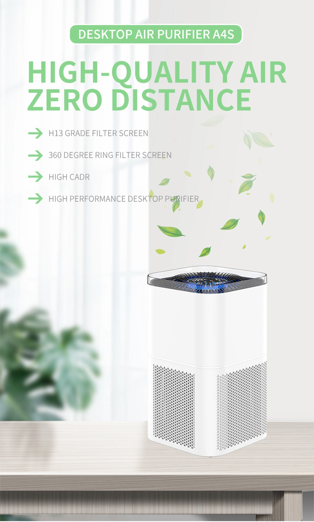 Olansi Latest Best 250m3h Cadr Hospital Air Purifier Desktop UVC H13 Air Purifier WiFi Air Cleaner for Adults Kids