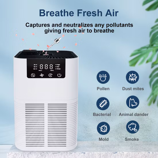 Persönlicher Luftreiniger mit Staubsensor, Desktop-Entfernung von Pm2,5, saubere Luft, UVC-Licht, WiFi-Steuerung, HEPA-Filter, Luftreiniger
